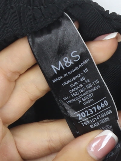 M&S Women’s Black Size 18 Straight Fit Extra Short Stretch Trousers