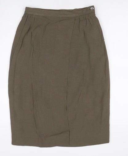 Caractere Women Green UK 12 Midi Pencil Skirt Lined Viscose Blend