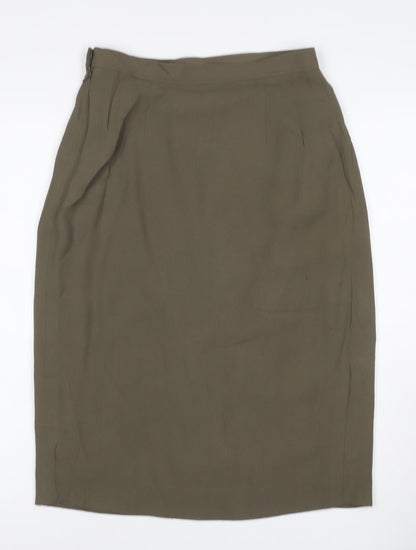 Caractere Women Green UK 12 Midi Pencil Skirt Lined Viscose Blend