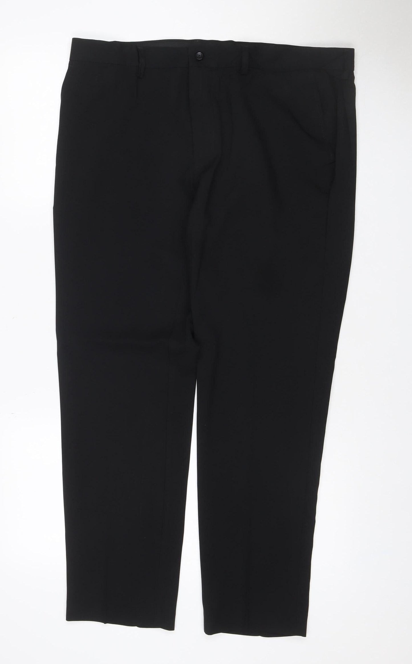 M&S Men’s Black 36in Skinny Flat Front Dress Trousers Smart Workwear