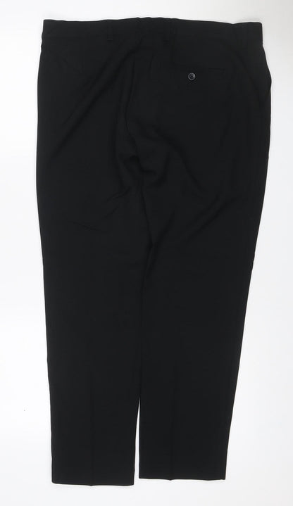 M&S Men’s Black 36in Skinny Flat Front Dress Trousers Smart Workwear