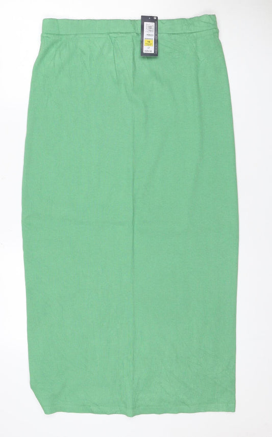 Marks and Spencer Women Green Size 16 Rib Knit Midi Pencil Skirt