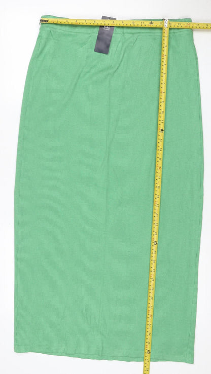 Marks and Spencer Women Green Size 16 Rib Knit Midi Pencil Skirt