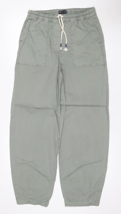 M&S Women’s Sage Green Cotton Drawstring Jogger Trousers UK 8