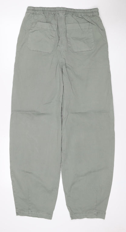 M&S Women’s Sage Green Cotton Drawstring Jogger Trousers UK 8