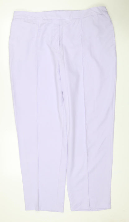 Marks & Spencer Women Lilac Size 22 Straight Elastic Waist Trousers