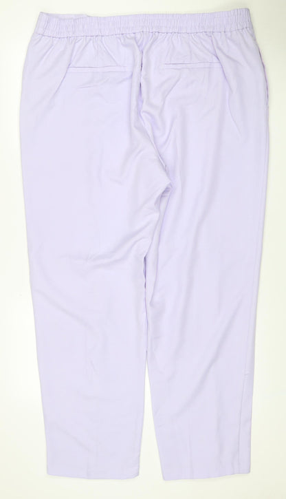 Marks & Spencer Women Lilac Size 22 Straight Elastic Waist Trousers