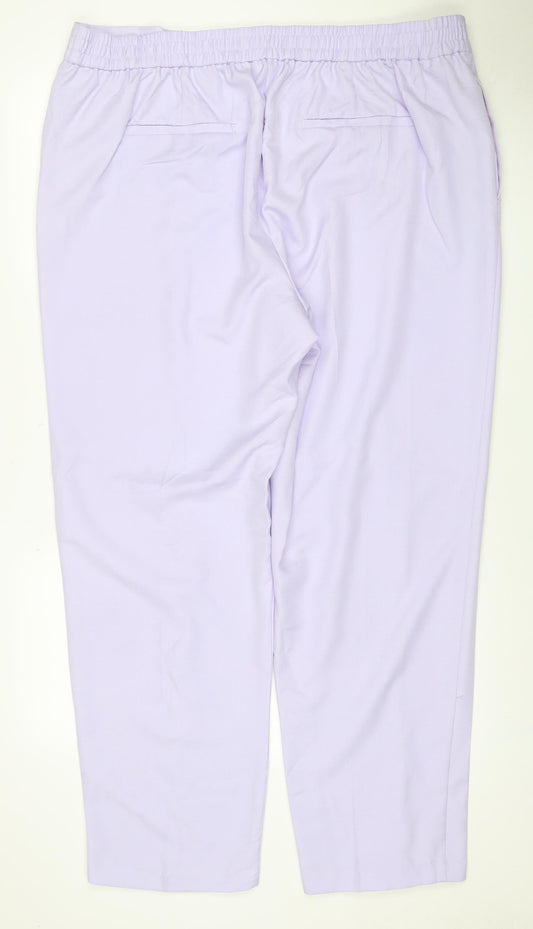 Marks & Spencer Women Lilac Size 22 Straight Elastic Waist Trousers