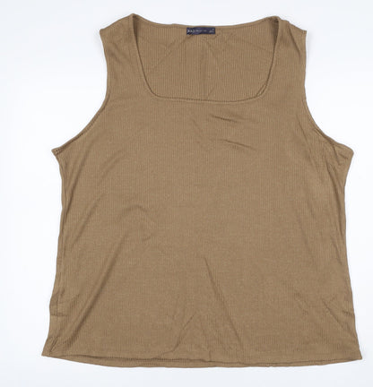 M&S Women’s Brown Size 24 Ribbed Viscose Stretch Square Neck Tank Top
