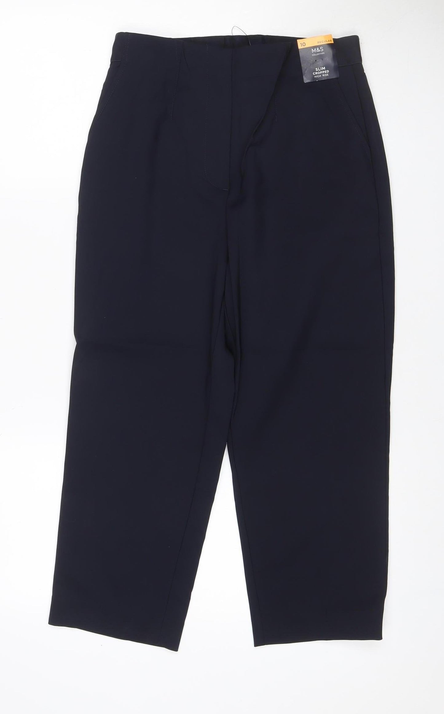 Marks & Spencer Women’s Navy UK 10 Slim Cropped Stretch Trousers