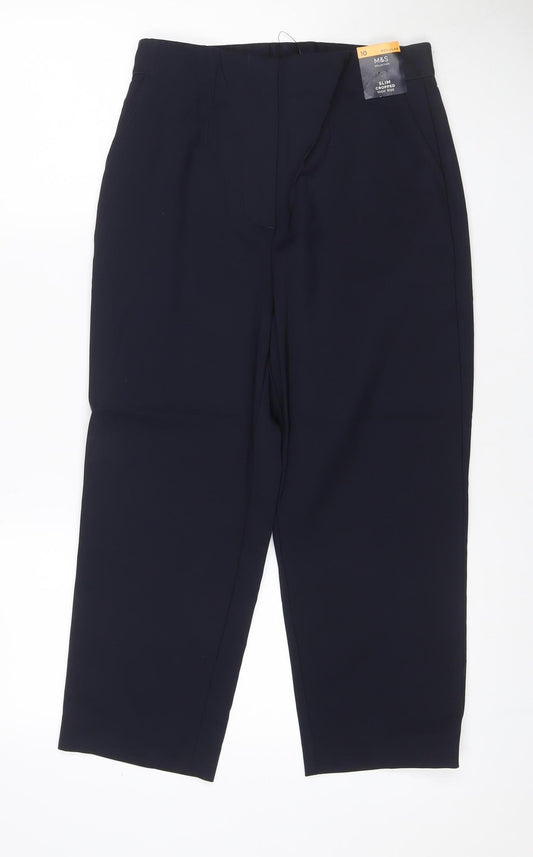 Marks & Spencer Women’s Navy UK 10 Slim Cropped Stretch Trousers