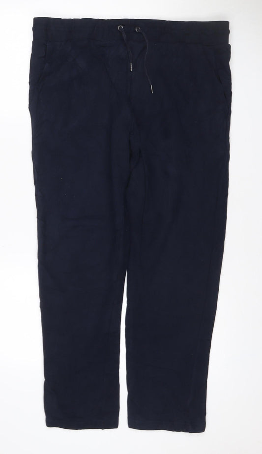 Marks and Spencer Men Blue L Regular Fit Cotton Jogger Sweatpants