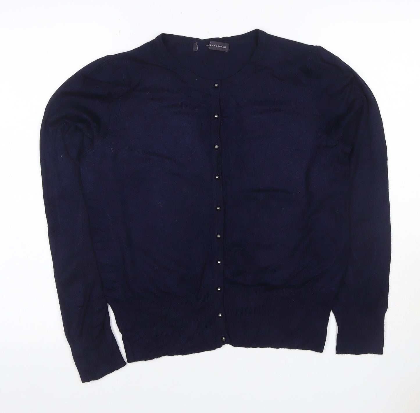 Marks & Spencer Women’s Navy Blue UK 12 Round Neck Button Cardigan