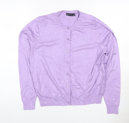 Marks & Spencer Women’s Purple Size 14 Cotton Button Cardigan