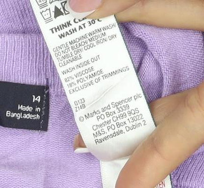 Marks & Spencer Women’s Purple Size 14 Cotton Button Cardigan