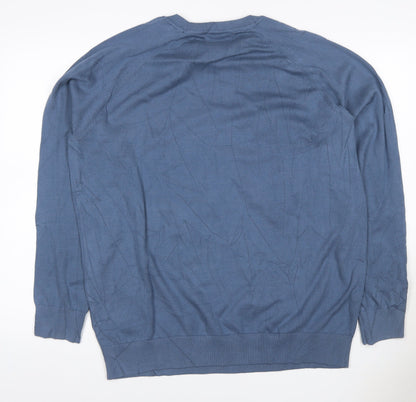 Marks and Spencer Mens Blue XL Pure Cotton Crew Neck Pullover Jumper