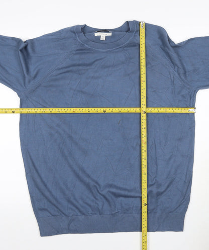 Marks and Spencer Mens Blue XL Pure Cotton Crew Neck Pullover Jumper