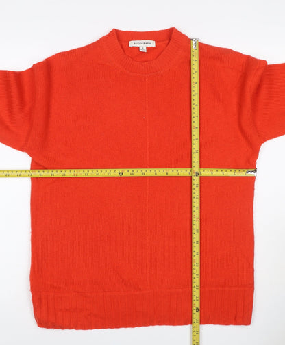 Autograph Women Orange Cashmere Crew Neck Raglan Jumper UK 8