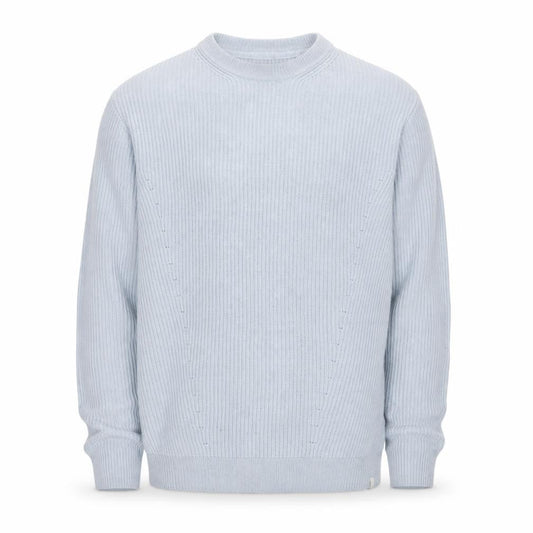 Front view of Minimum Men’s Blue M Cable-Knit Crew Neck jumper