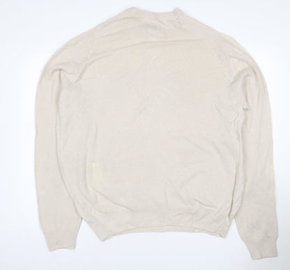Marks and Spencer Men Ivory XL Lambswool Crew Neck Pullover Jumper