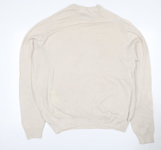 Marks and Spencer Men Ivory XL Lambswool Crew Neck Pullover Jumper