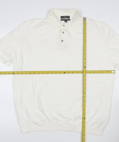 Marks and Spencer Men's Ivory 2XL Cotton Rich Short Sleeve Polo Shirt