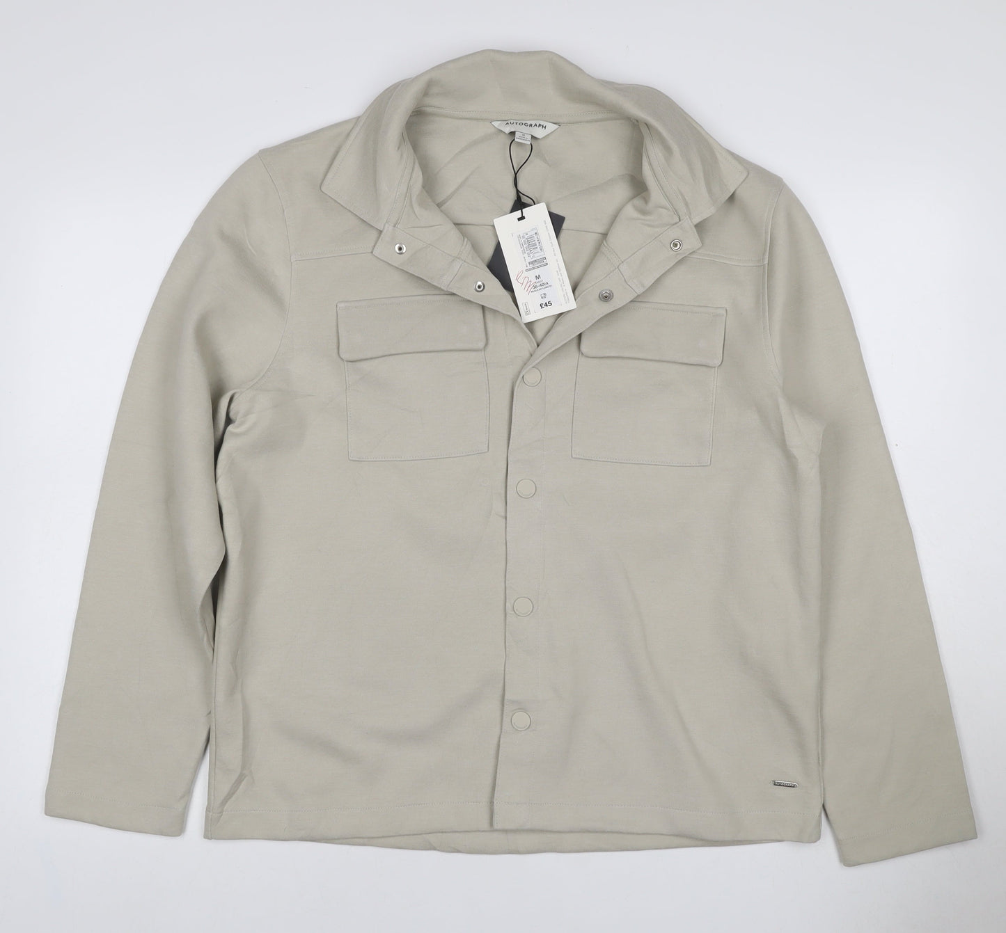 Autograph Men Beige M Military Jacket Cotton Stretch Utility NWT