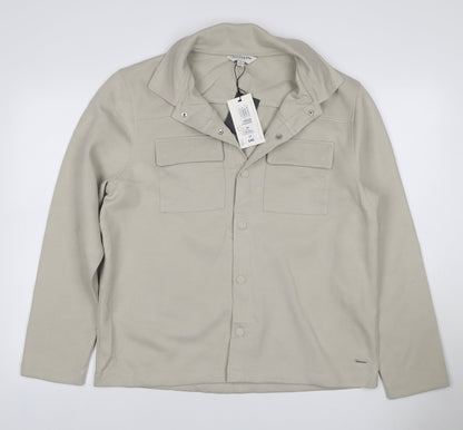 Autograph Men Beige M Military Jacket Cotton Stretch Utility NWT