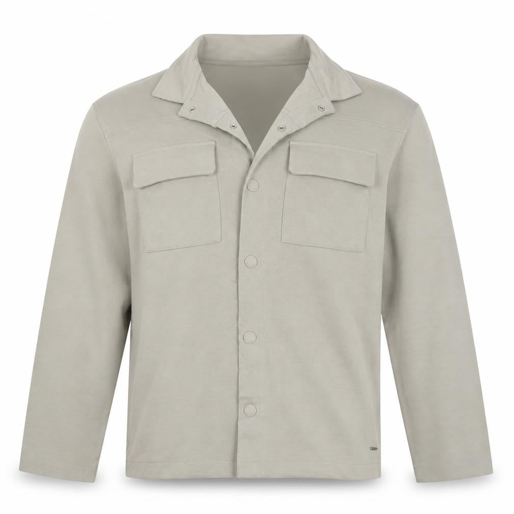Front view of Autograph Men Beige M Military Jacket Cotton Stretch Utility NWT
