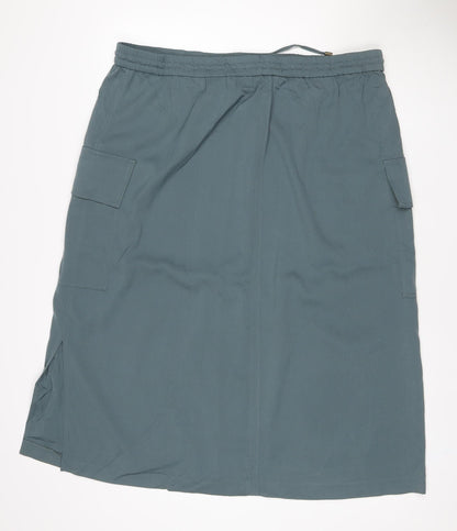 M&S Women Green UK 22 Cargo Midi Drawstring Pocket Skirt