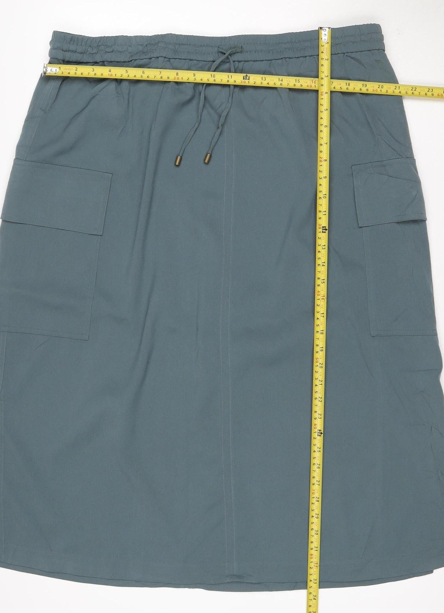 M&S Women Green UK 22 Cargo Midi Drawstring Pocket Skirt