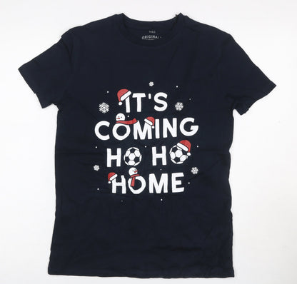 Marks and Spencer Boys Navy 13-14 Years Basic Christmas Football T-Shirt