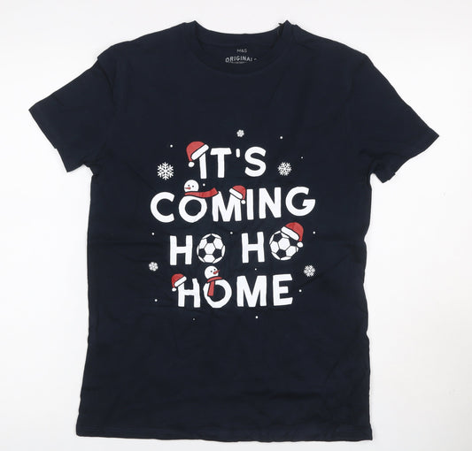 Marks and Spencer Boys Navy 13-14 Years Basic Christmas Football T-Shirt