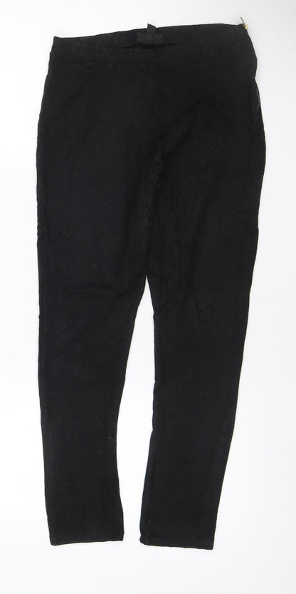 Topshop Women’s Black UK 12 Geometric Tapered Stretch Trousers