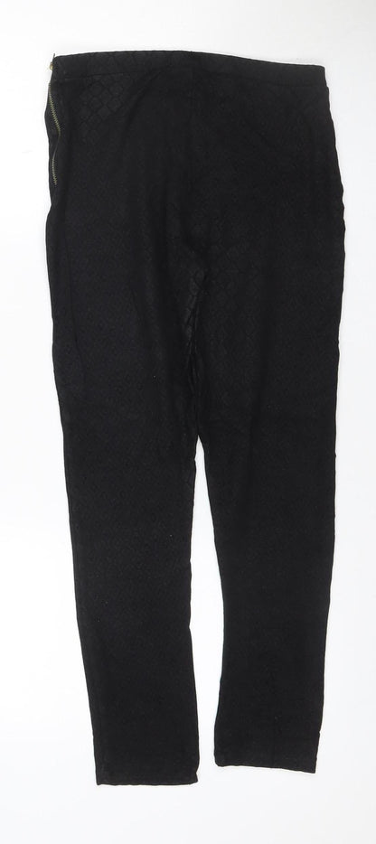 Topshop Women’s Black UK 12 Geometric Tapered Stretch Trousers