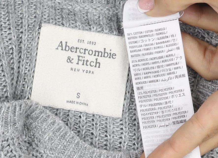 Abercrombie & Fitch Women’s Grey S Cable Knit Crew Neck Jumper