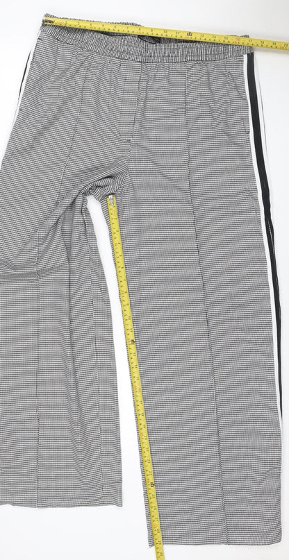 M&S Women Grey Check Stripe Straight Leg Trousers UK 18 Regular
