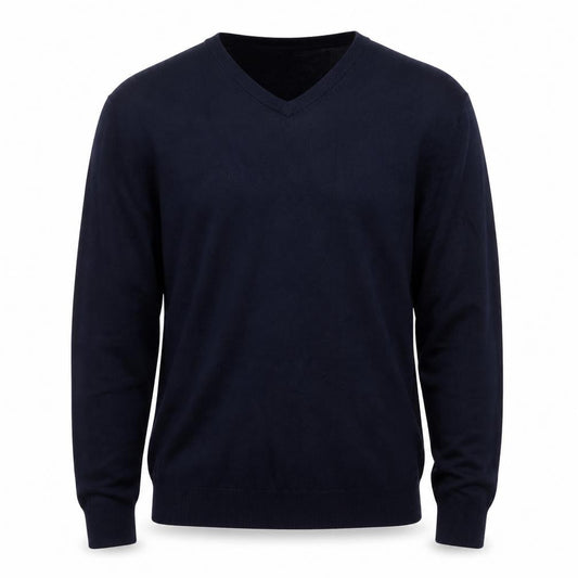 Cristiano Baldinucci Men’s Black L V-Neck Viscose Knit Pullover Jumper