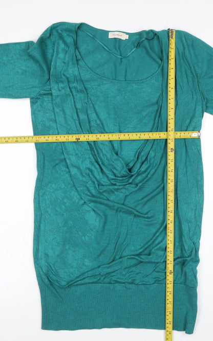 InWear Women Green L Tunic Jumper Cowl Neck Stretch Knit