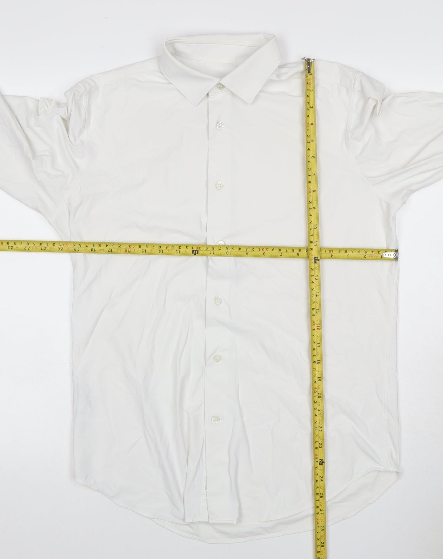 Boggi Milano Men White L BTech Stretch Long Sleeve Smart Shirt