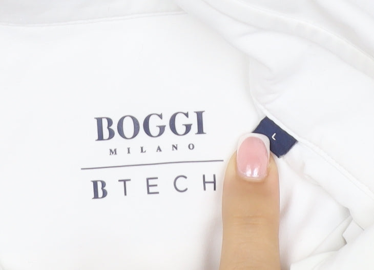 Boggi Milano Men White L BTech Stretch Long Sleeve Smart Shirt