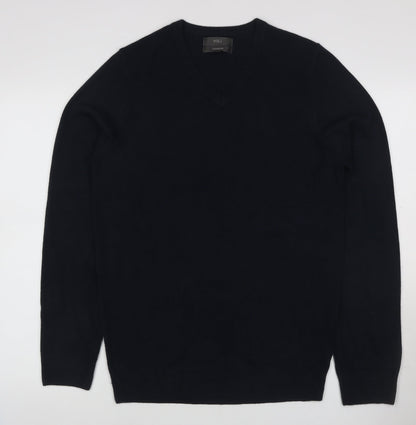 Marks and Spencer Mens Black M V-Neck Pullover Cashmilon Knit Jumper