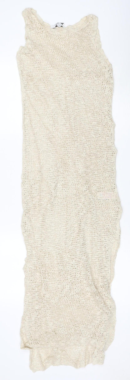 M&S Women Ivory XS Knit Jumper Dress Knee Length Casual