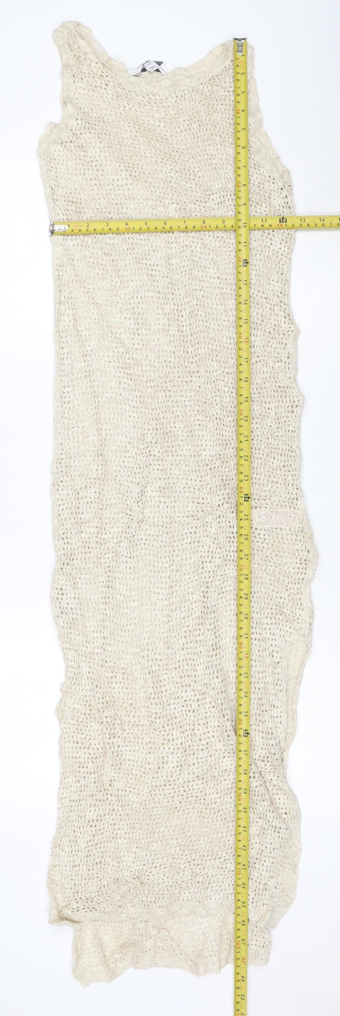 M&S Women Ivory XS Knit Jumper Dress Knee Length Casual