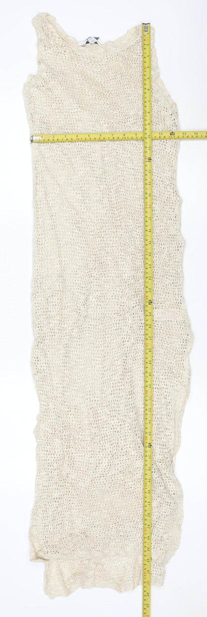 M&S Women Ivory XS Knit Jumper Dress Knee Length Casual