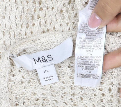 M&S Women Ivory XS Knit Jumper Dress Knee Length Casual