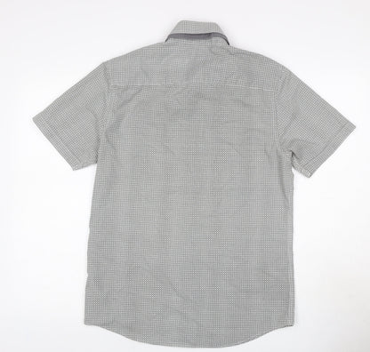 Thomas Nash Men’s Grey Geometric Short Sleeve Button-Up Shirt S