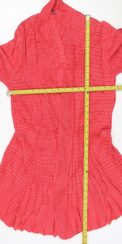 Angora Women’s Pink L Open Knit Cowl Neck Cardigan Long Sleeve