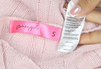 Amnesia Women’s Pink S Wrap V-Neck Long Sleeve Knit Jumper