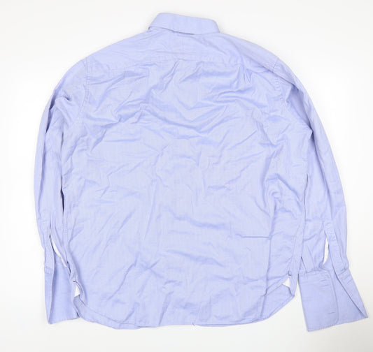 Sartorial Men's Blue 17.5 Classic Herringbone Long Sleeve Shirt